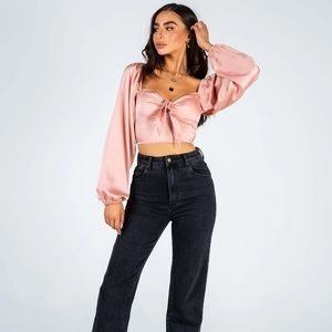 Princess Polly Pink Satin Crop Top